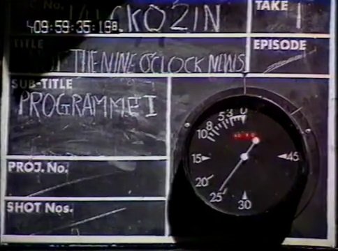 Old style physical VT clock, stating that this is Not The Nine O'Clock News, and it is "Programme I"... the number one gets written as a roman numeral for some reason! This show actually ended up as an untransmitted pilot.